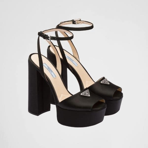 Prada High-Heeled Satin Sandals Black 1Xp48B049F0002F135 view 2