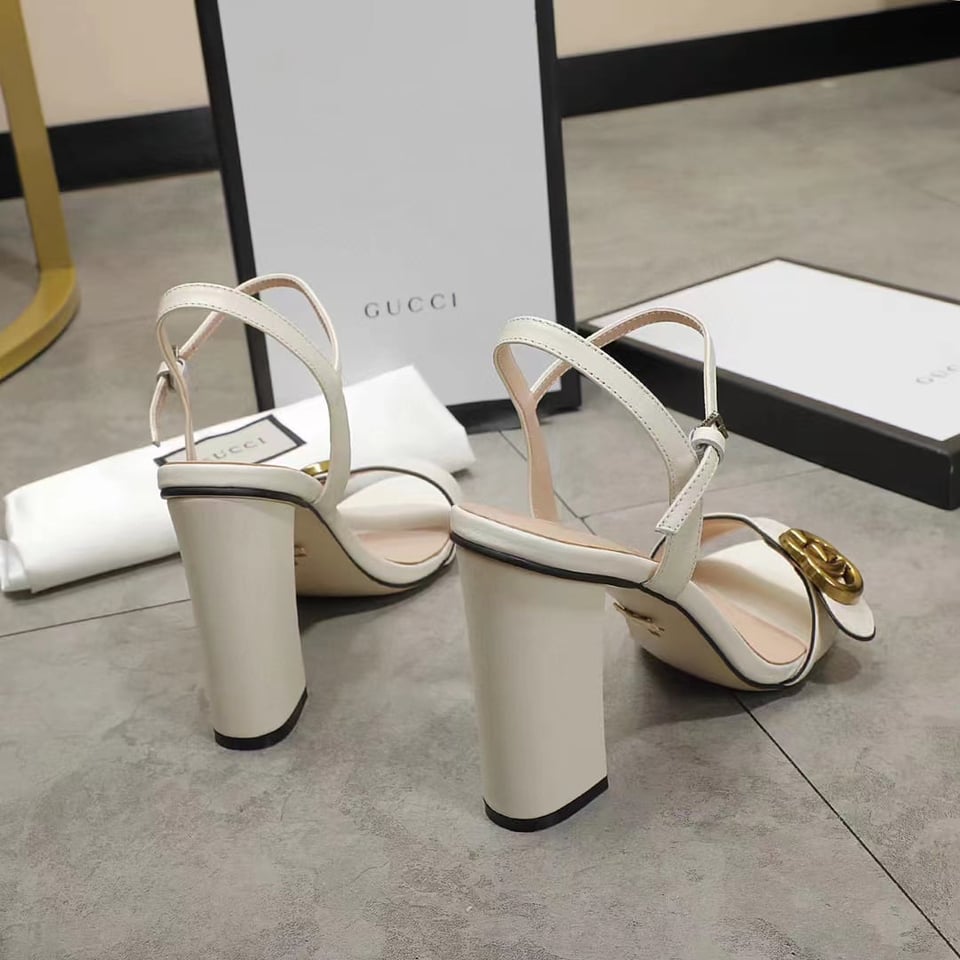 Gucci Double G White Leather Sandal ?453378 A3N00 9022 view 5