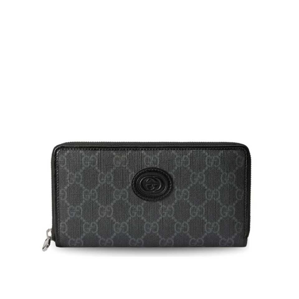 Gucci Ophidia GG Zip Around Wallet With Interlocking G Black 8in/19cm For Men