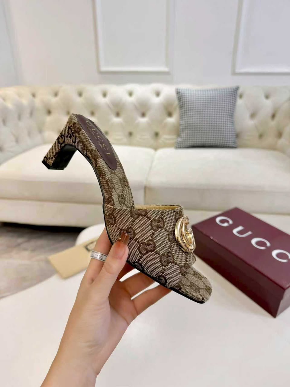 Gucci Slide Sandal With Double G 871481 FAFUW 9611 For Women view 5