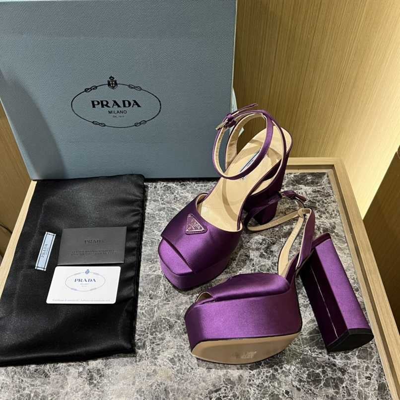 Prada High-Heeled Satin Sandals Violet 1Xp48B049F0030F135 view 10