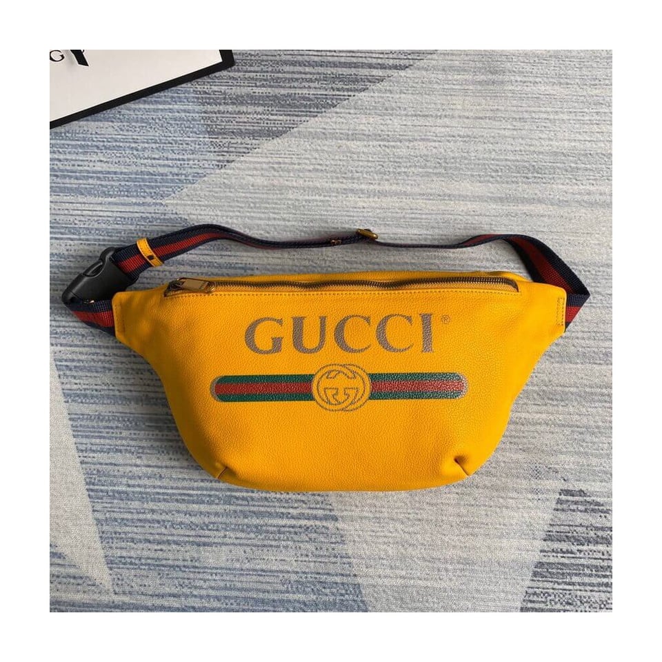 Gucci Print Leather Belt Bag Yellow view 4