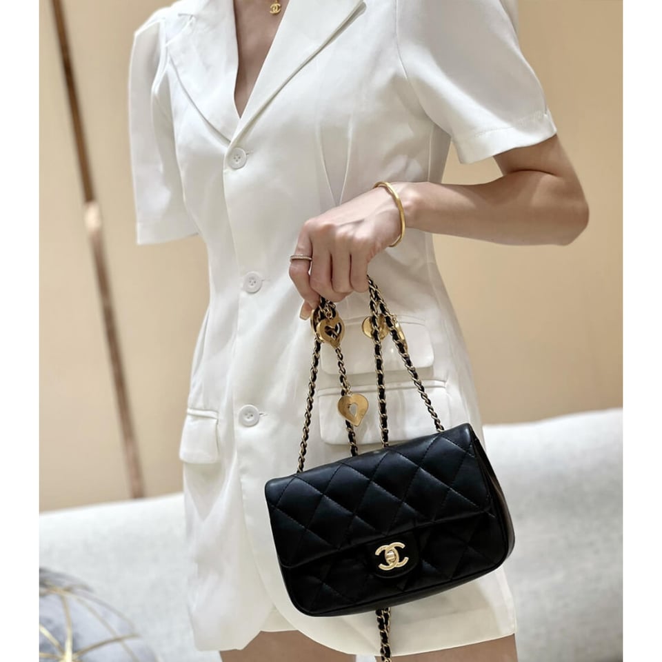 Chanel Mini Flap Bag 20cm Heart Chain view 6