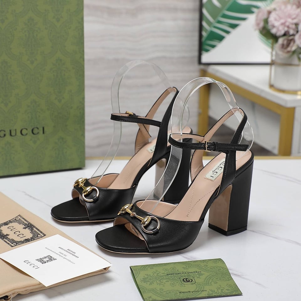 Gucci Women’S Horsebit High Heel Sandal Black view 9