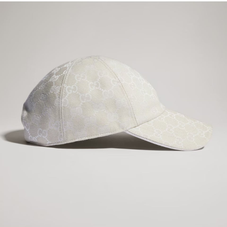 Gucci GG Cotton Canvas Baseball Hat Ivory ‎875733 3HBME 9577 view 4