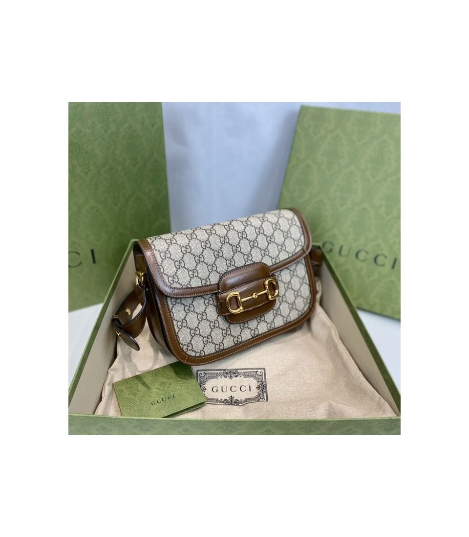 Gucci 1955 Horsebit Brown GG Supreme Canvas Shoulder Bag 25cm view 9