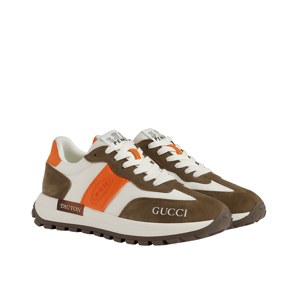 Gucci Men’S Sneaker Low Top Brown And Orange view 2