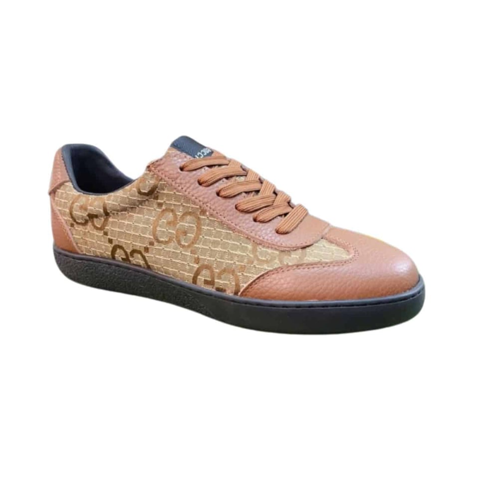 Gucci Gg Canvas And Leather Low Top Sneakers Brown view 2