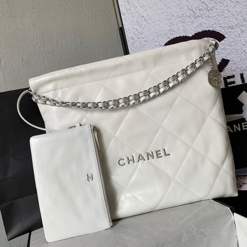Chanel 22 Hobo White Calfskin Silver Hardware