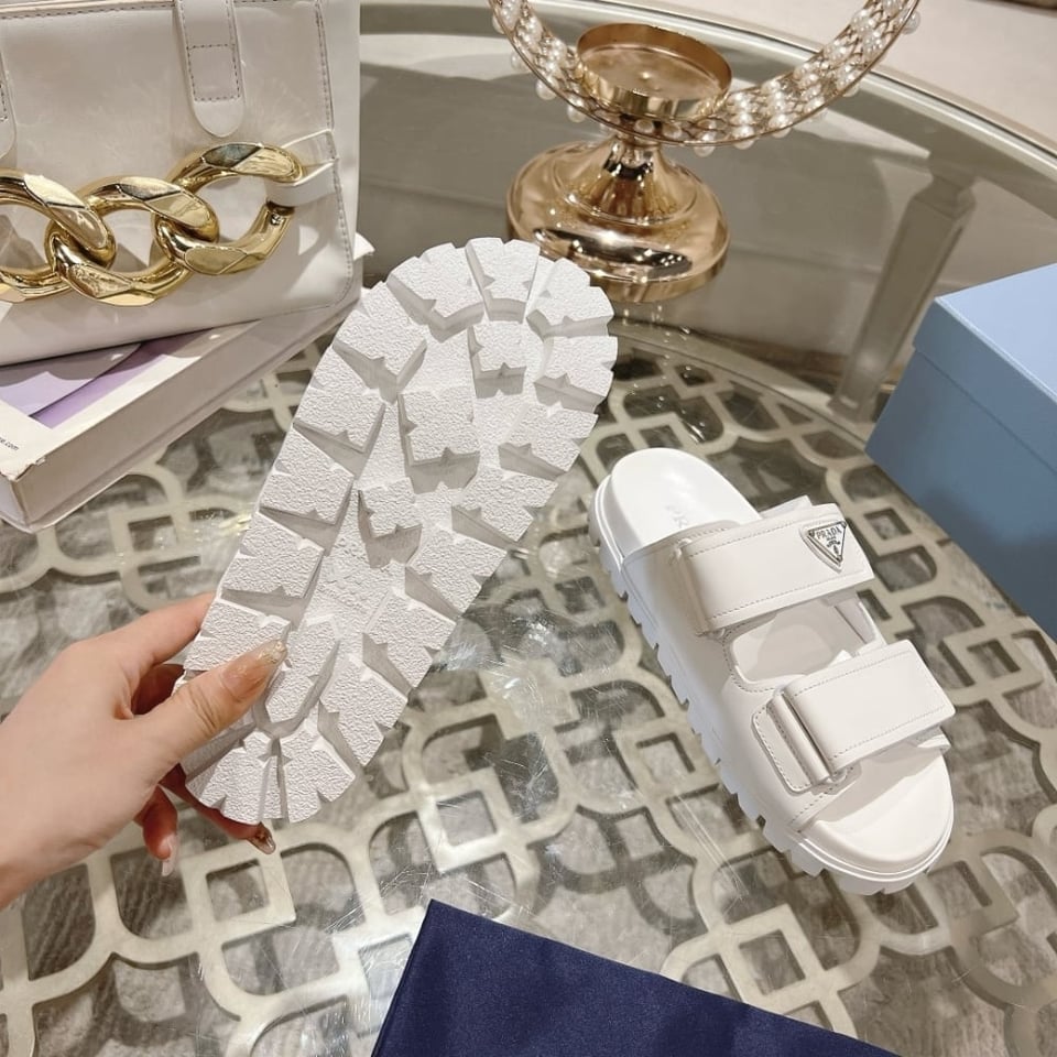 Prada Leather Strap Sandals White view 7