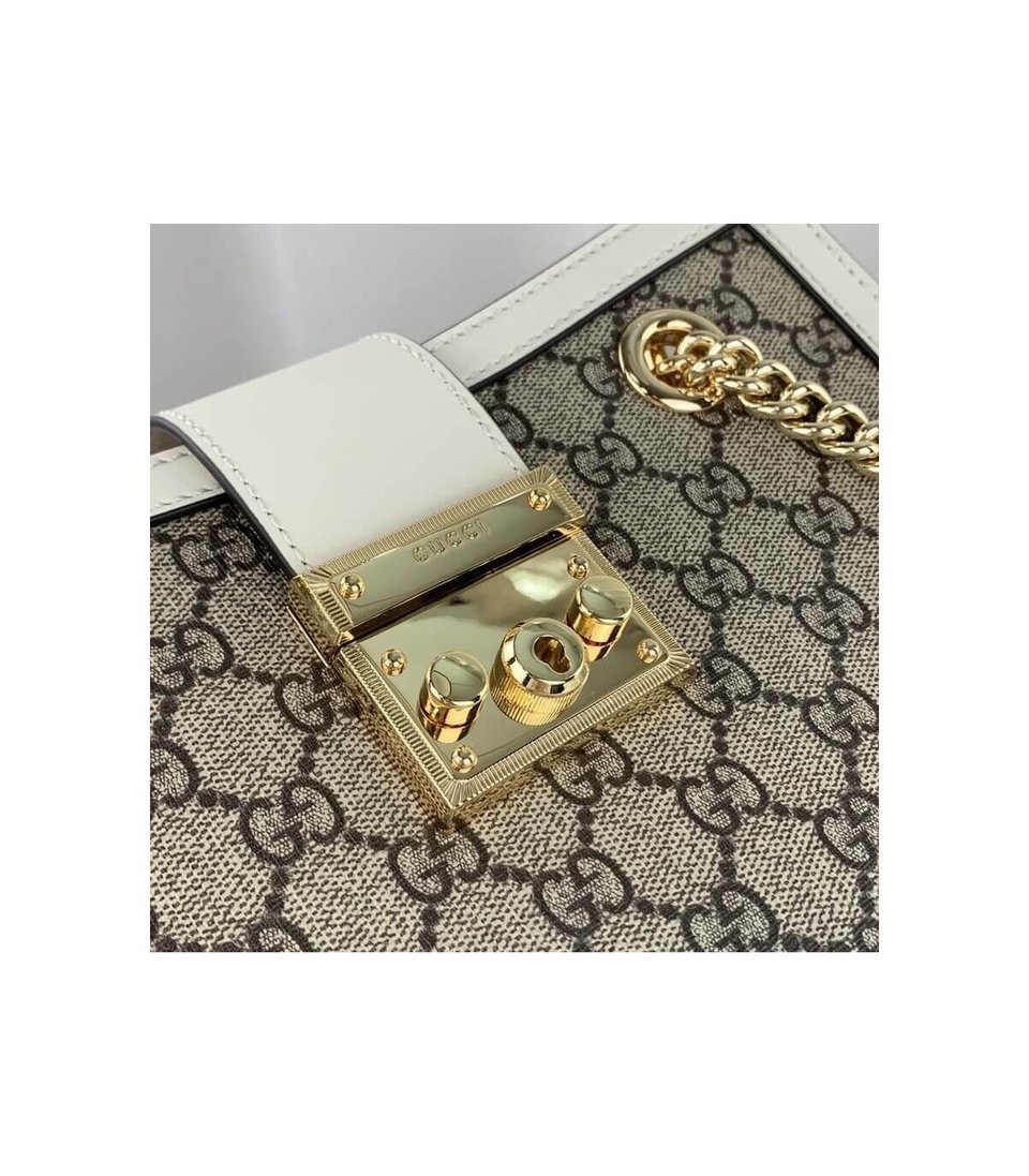 Gucci GG Supreme Padlock Small Shoulder Bag White view 11
