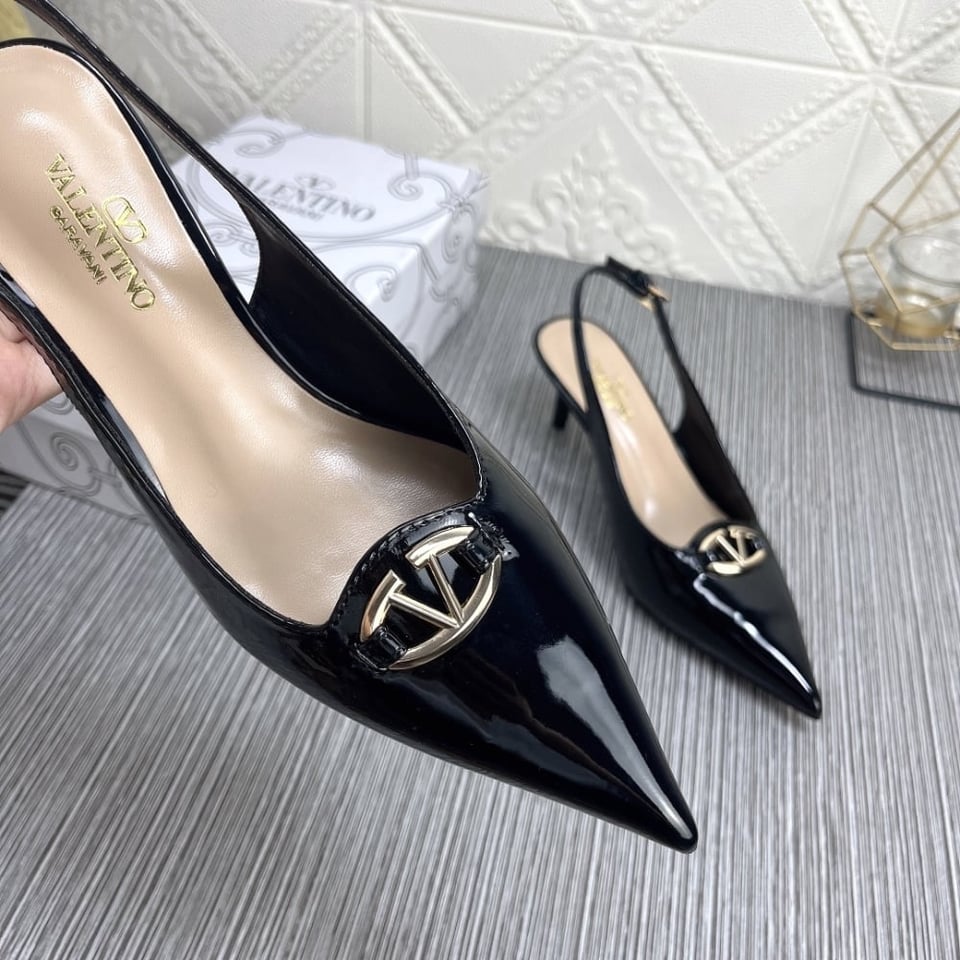 Valentino Vlogo The Bold Edition Slingback Pumps In Patent Leather 60Mm In Black view 7