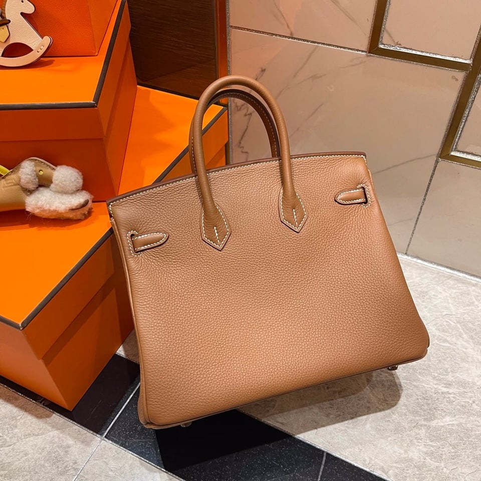 Hermes Birkin 25Cm Gold Togo Leather Silver Hardware view 6