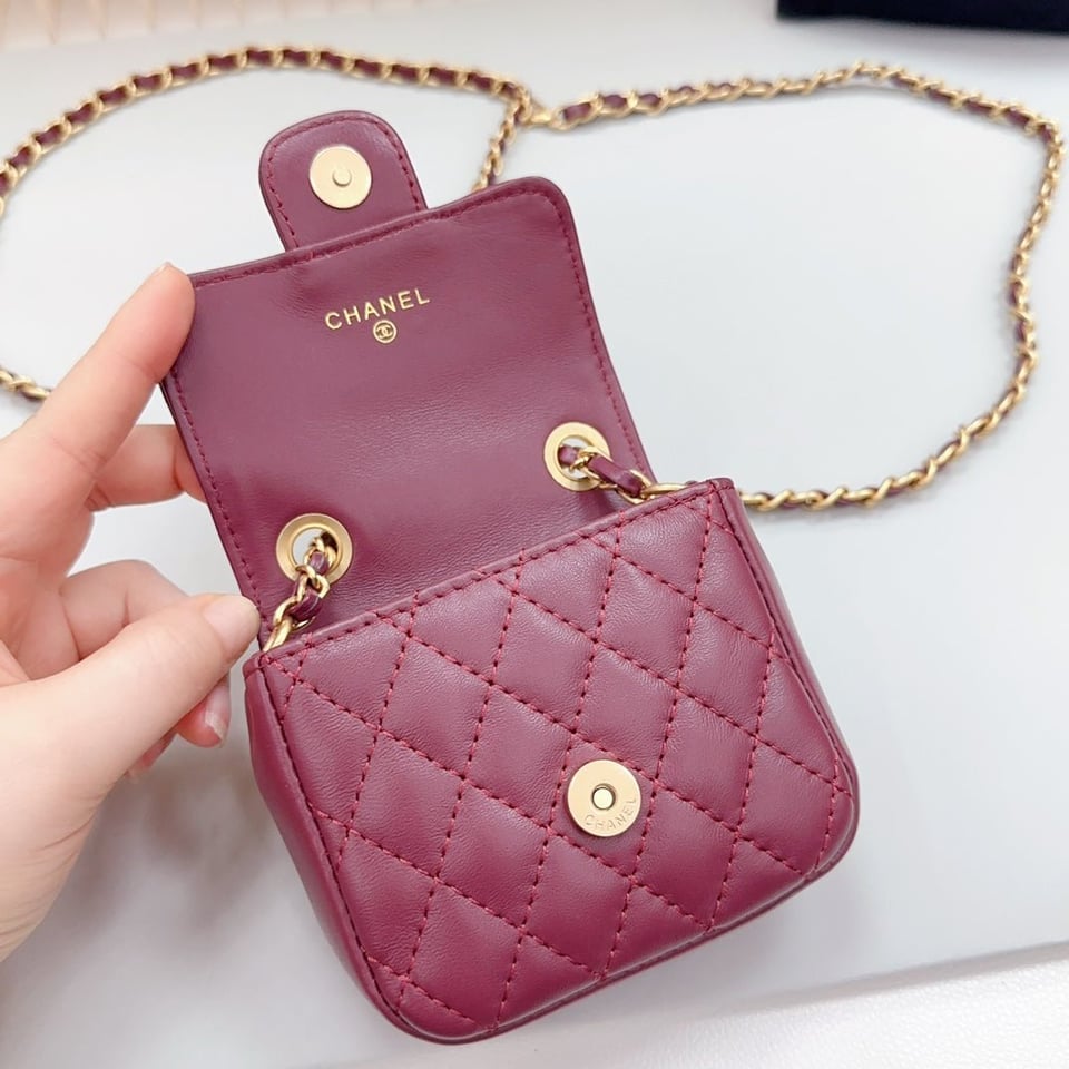 Chanel Chain Belt Dark Red Quilted Lambskin Bag view 3