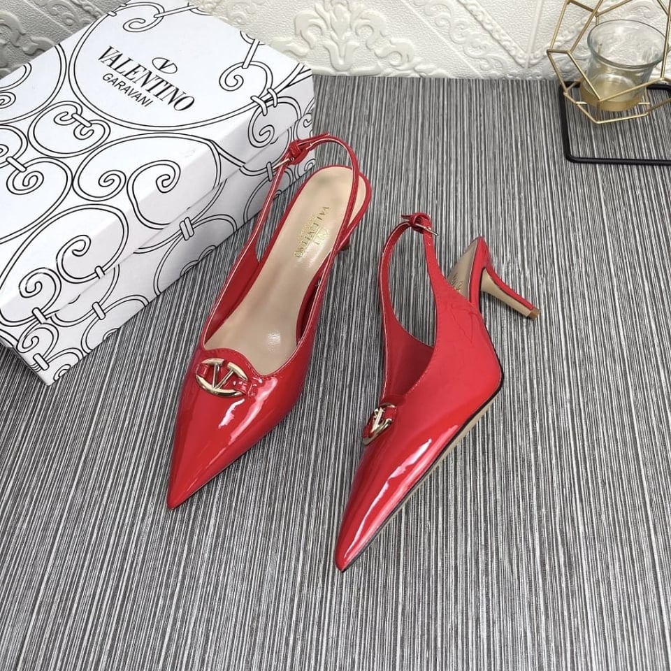 Valentino Vlogo The Bold Edition Slingback Pumps In Patent Leather 60Mm In Rouge Pur view 4