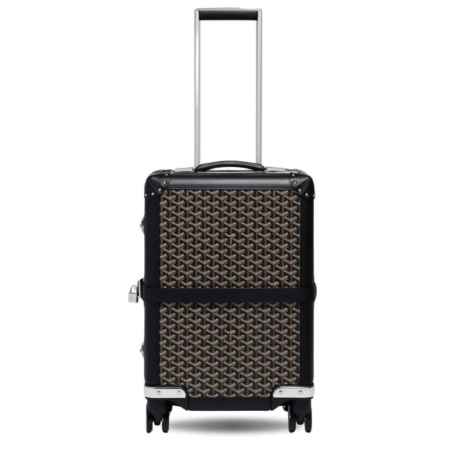 Goyard 50cm Goyardine Canvas &amp; Clamecy Cowhide Bourget PM Trolley Case Black view 2