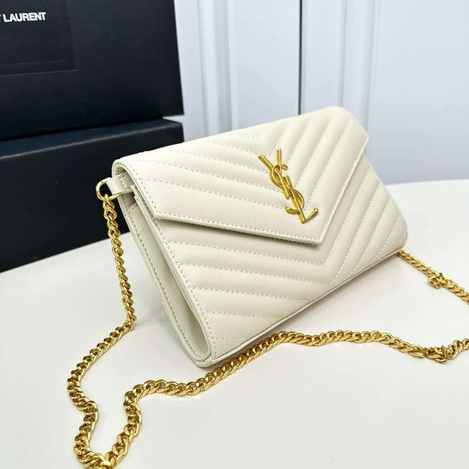 Saint Laurent Classic Cassandre Chain Wallet Bag White 24Cm view 4