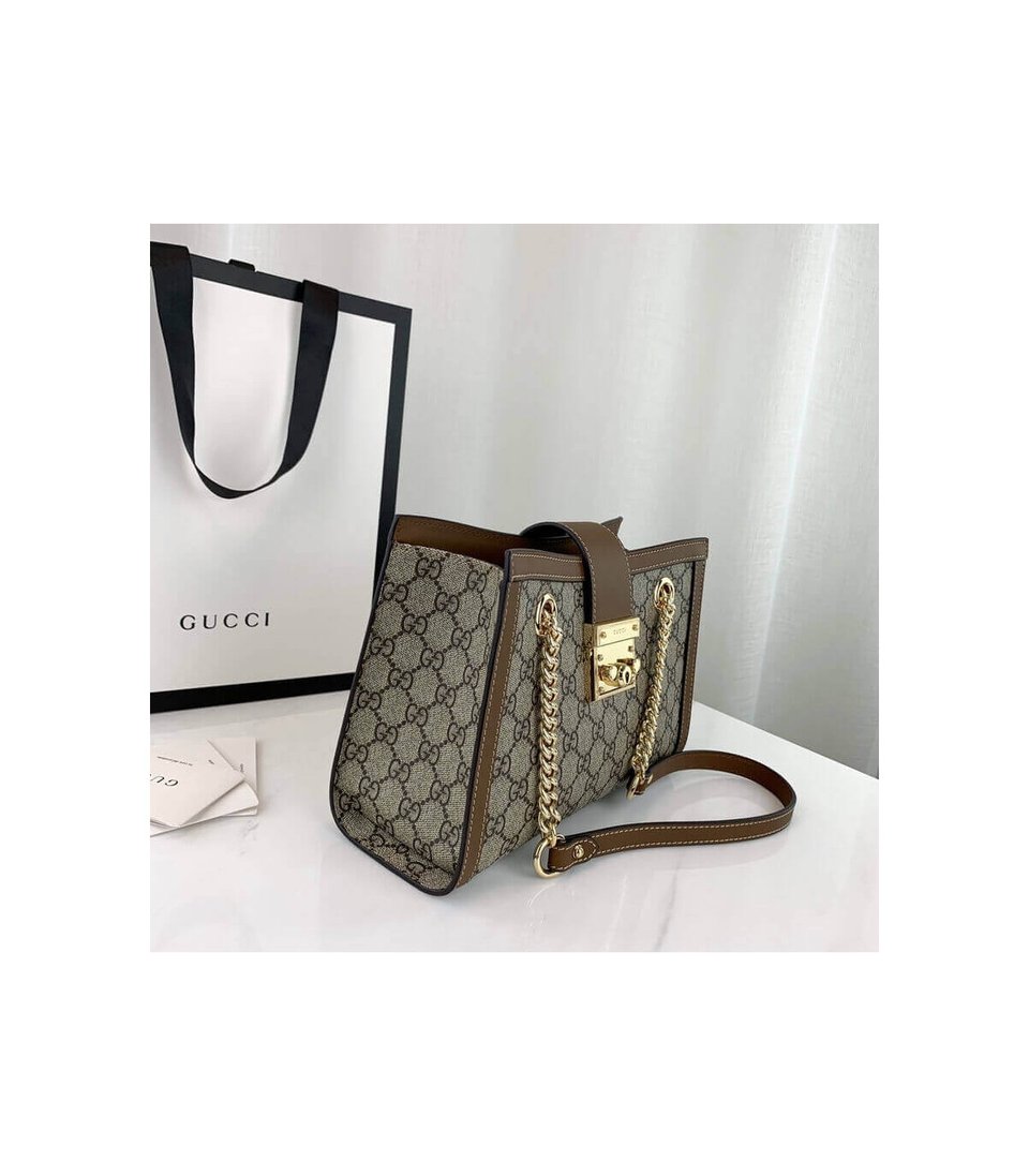 Gucci GG Supreme Padlock Small Shoulder Bag Brown 26cm view 7