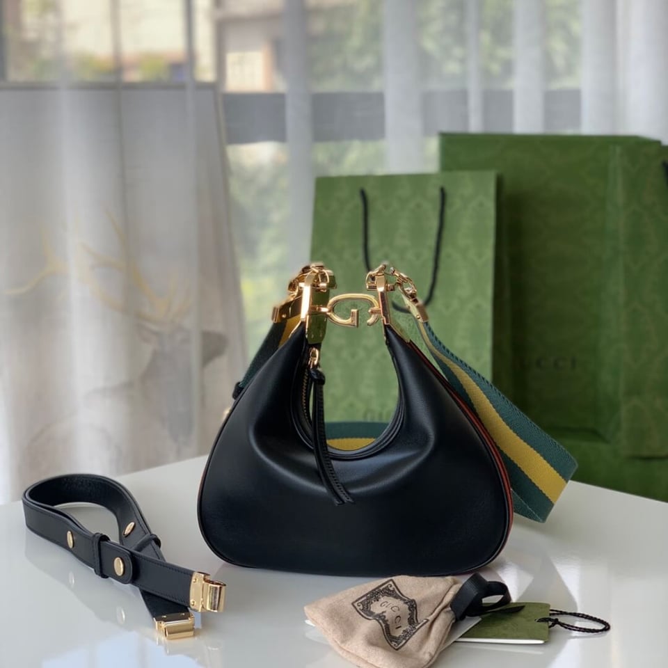 Gucci Black Leather Attache Small Shoulder Bag view 9
