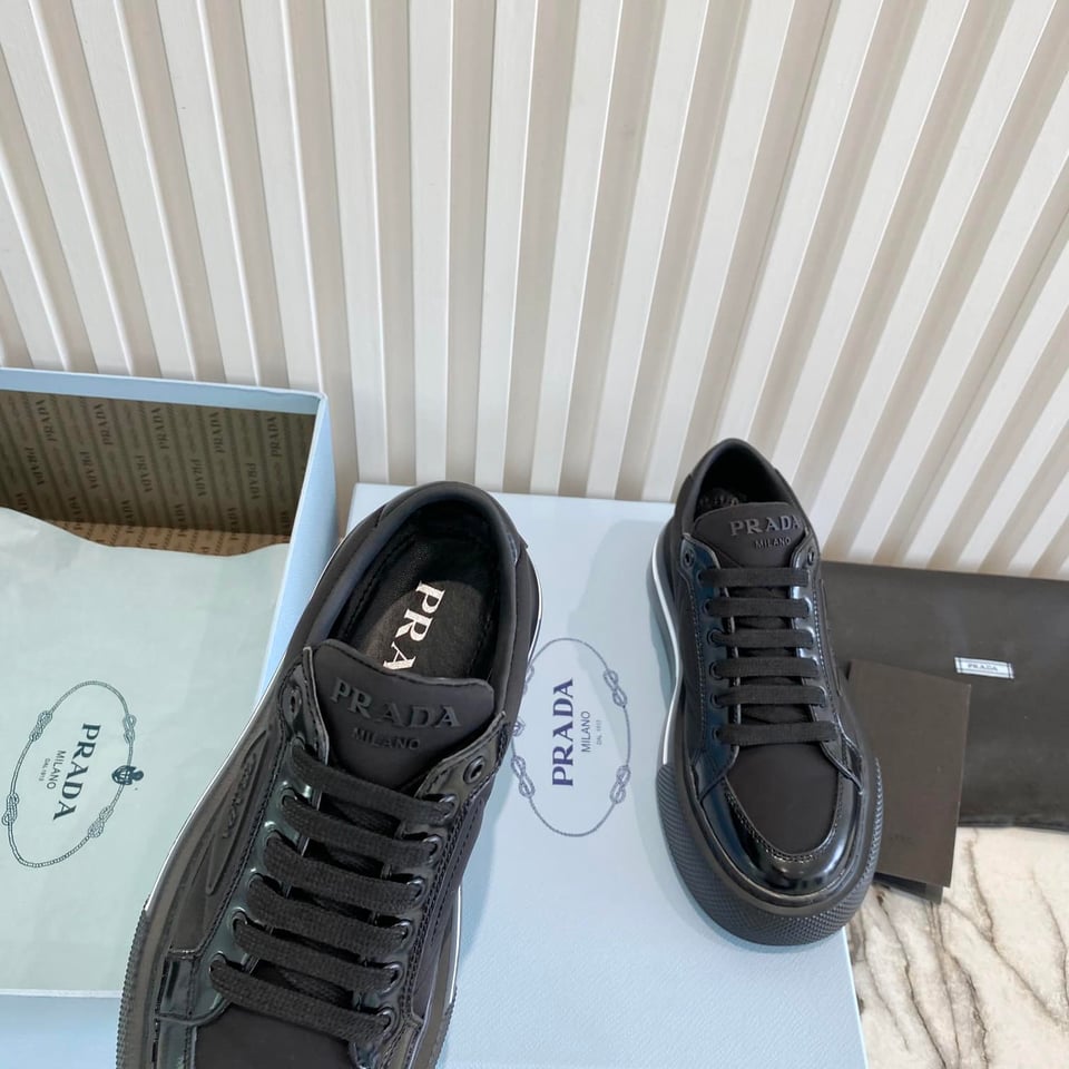 Prada Macro Re-Nylon And Brushed Leather Sneakers Black 2Eg3763Lf5F0632 view 9