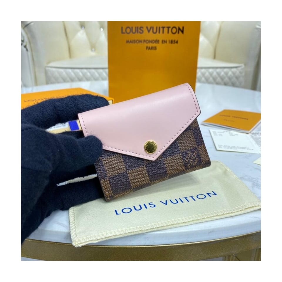 Louis Vuitton Damier Ebene Zoe Wallet Pink view 3