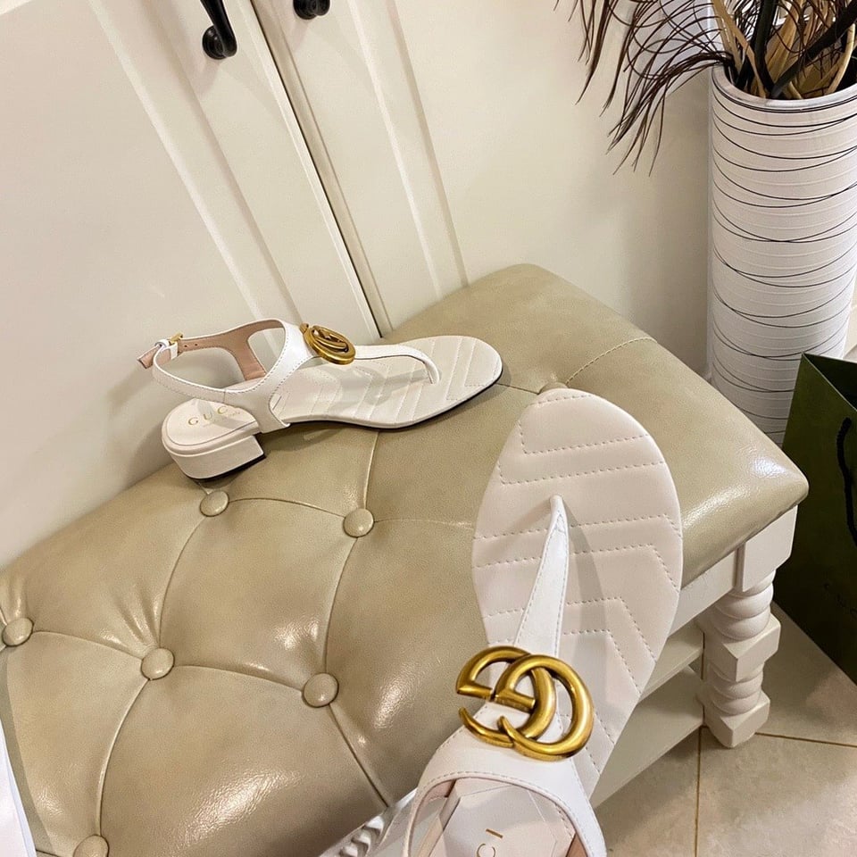 Gucci Double G Sandal Leather White 674840 Bko00 9022 view 5