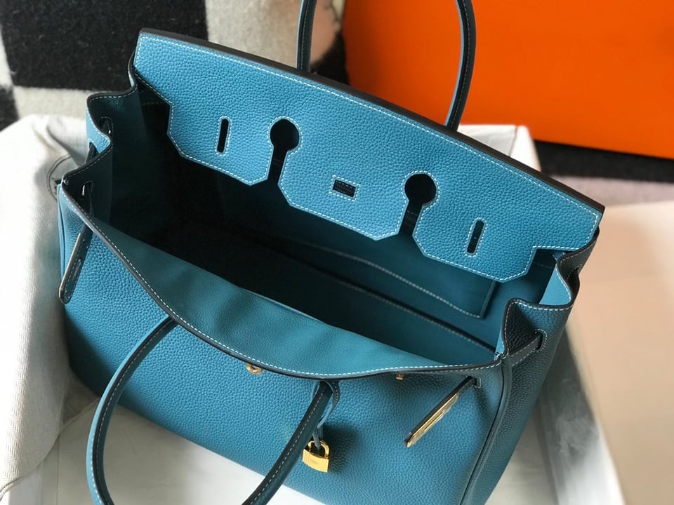 Hermes Birkin 35Cm Blue Togo Leather Gold Hardware view 5