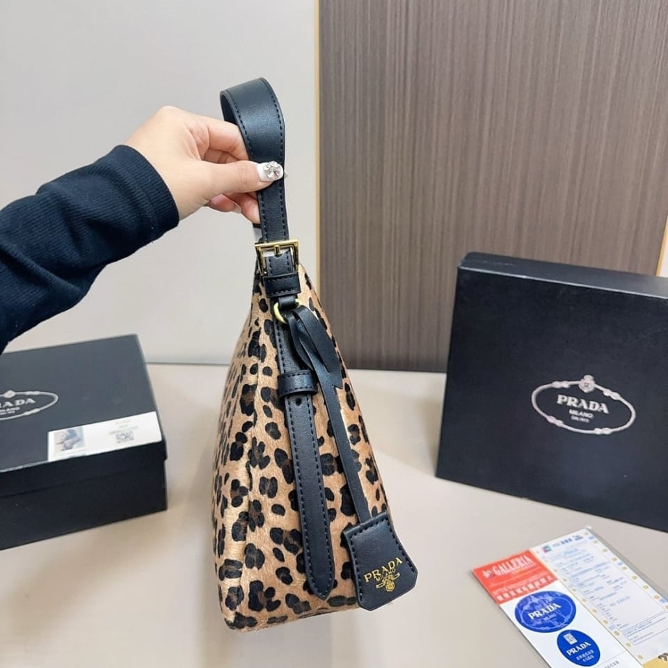 Prada Aimèe Medium Printed Leather Shoulder Bag Honey 39Cm view 4