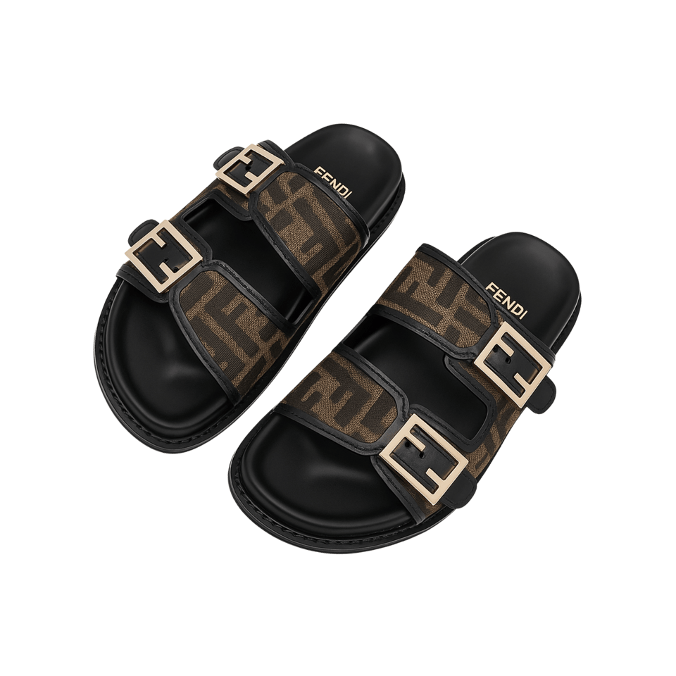 Fendi Feel Ff Fabric Slides Black view 2