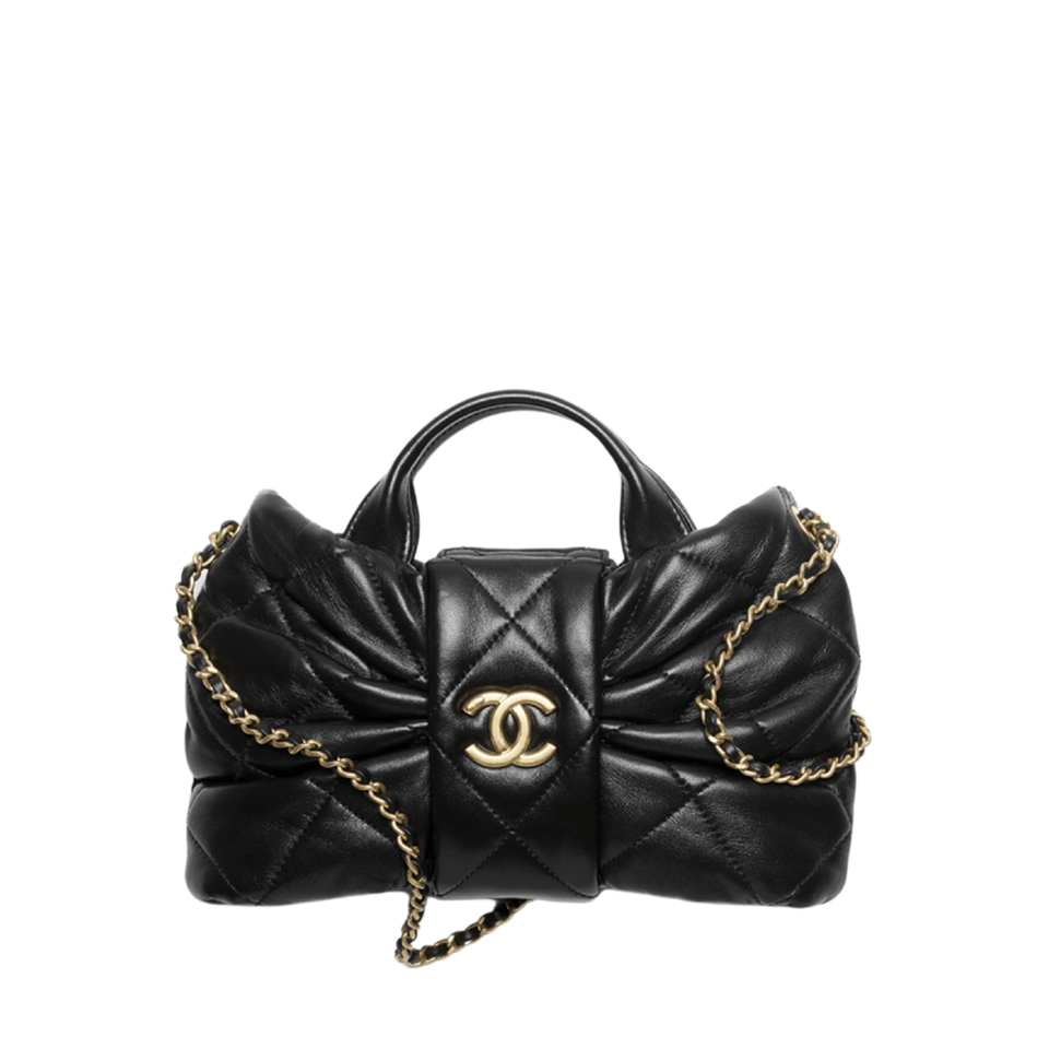 Chanel Bow Chain Shoulder Bag Black 26cm/10.2in view 2