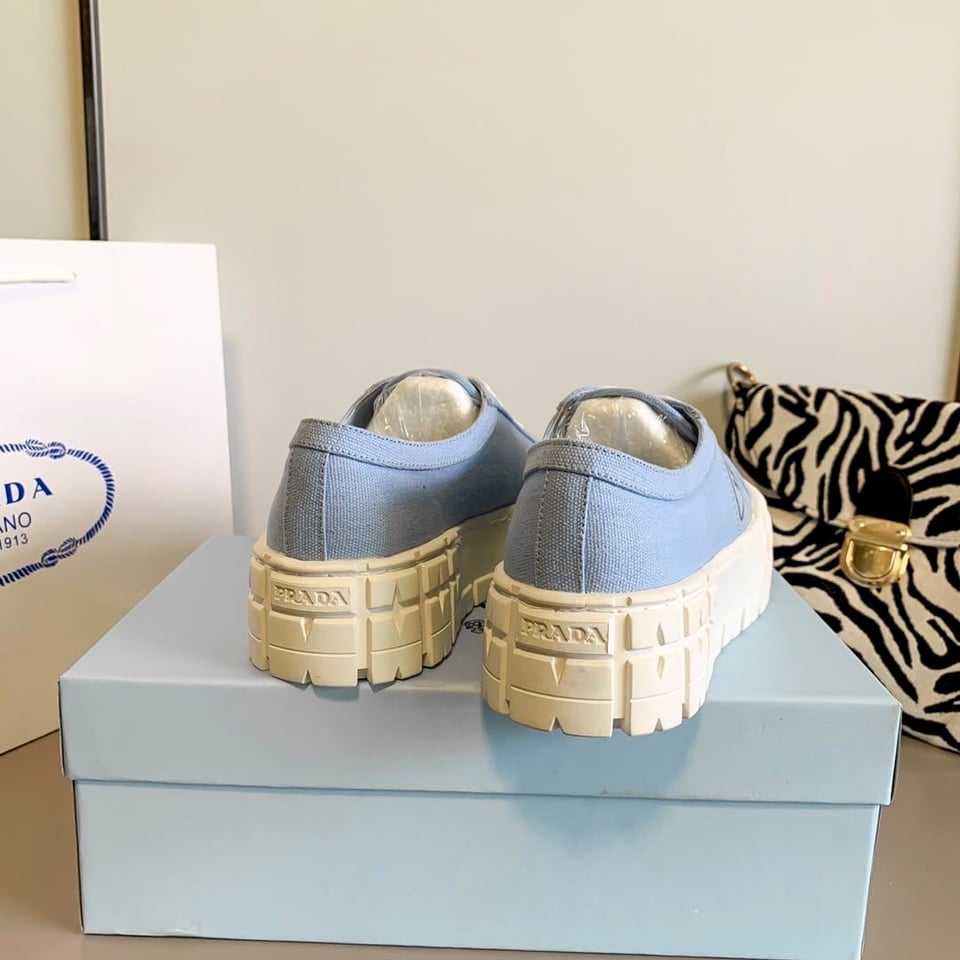 Prada Double Wheel Nylon Gabardine Sneaker Light Blue 1E260M3Lfxf0591F050 view 5