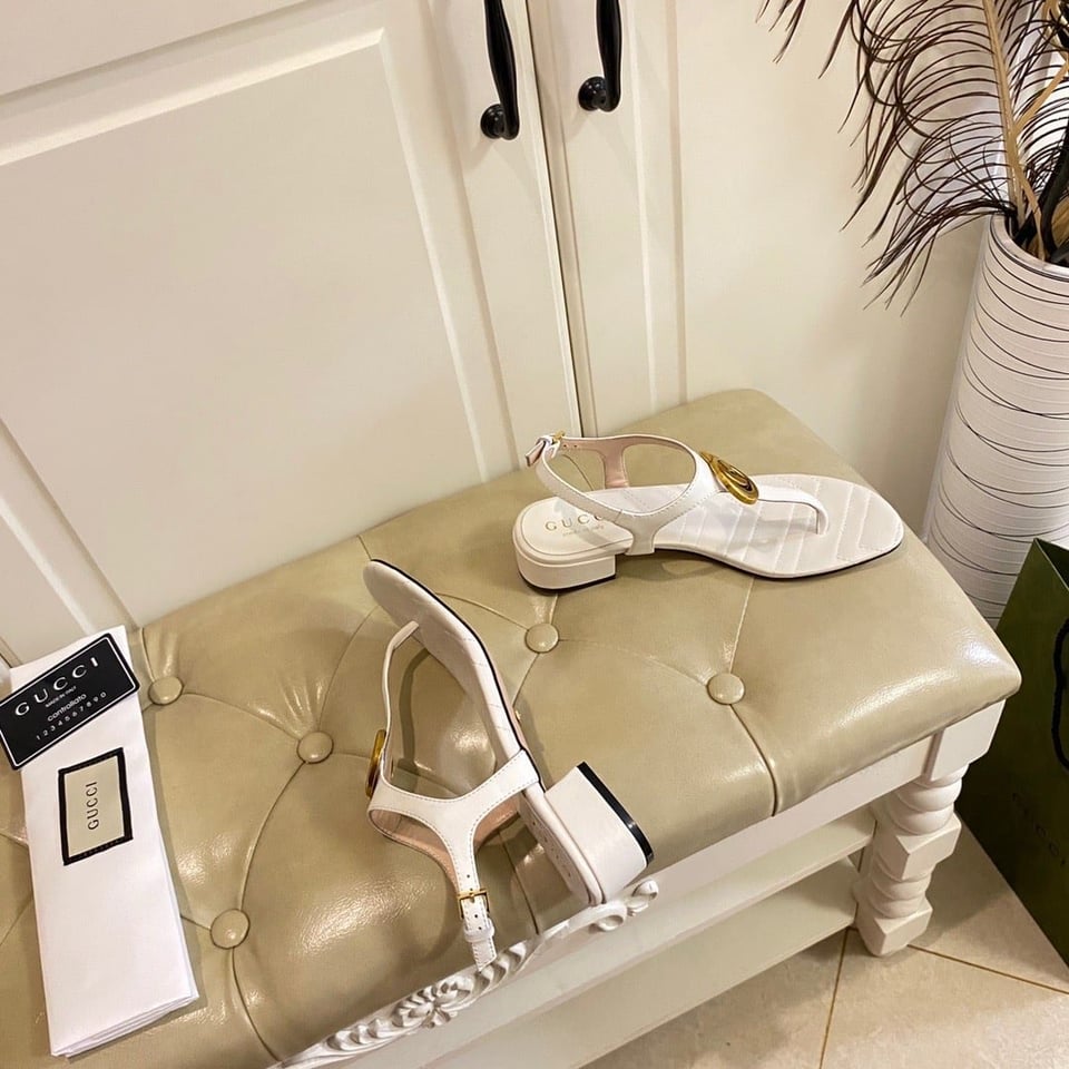 Gucci Double G Sandal Leather White 674840 Bko00 9022 view 6