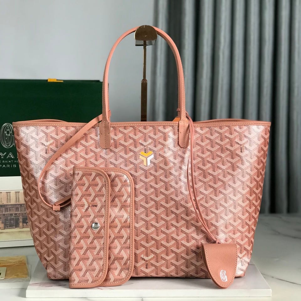 Goyard Saint Louis Pm Bag 34Cm Pink Canvas Chevroches Calfskin view 2