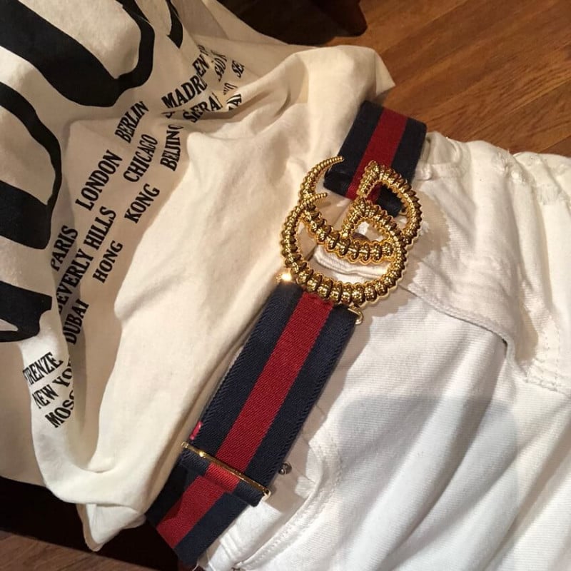 Gucci Web Elastic Belt With Torchon Double G Buckle 524101 view 3