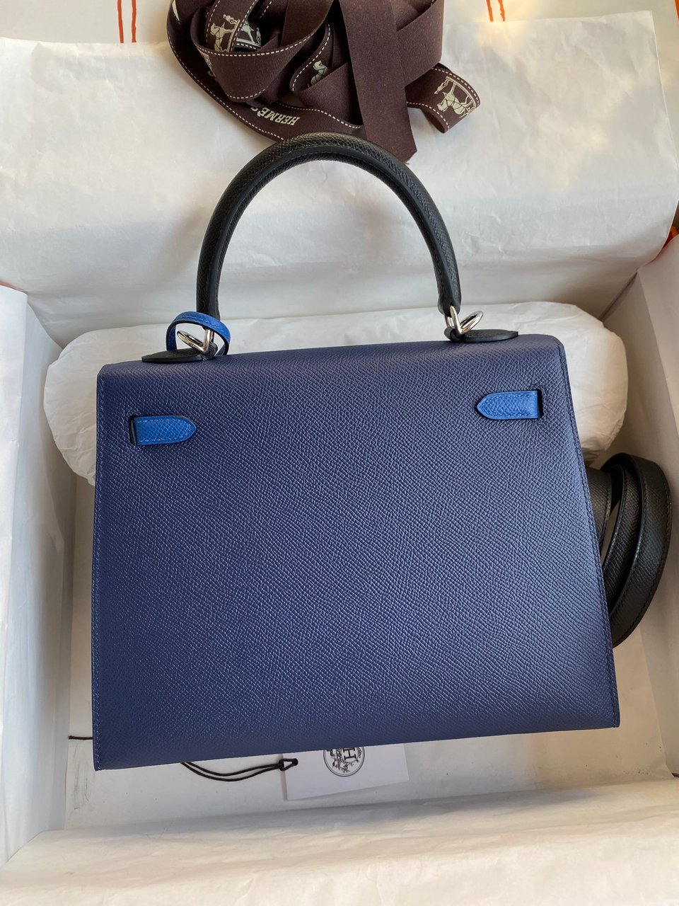 Hermes Kelly 25 Bag In Navy Blue Epsom Leather For Women 25cm/10in view 6