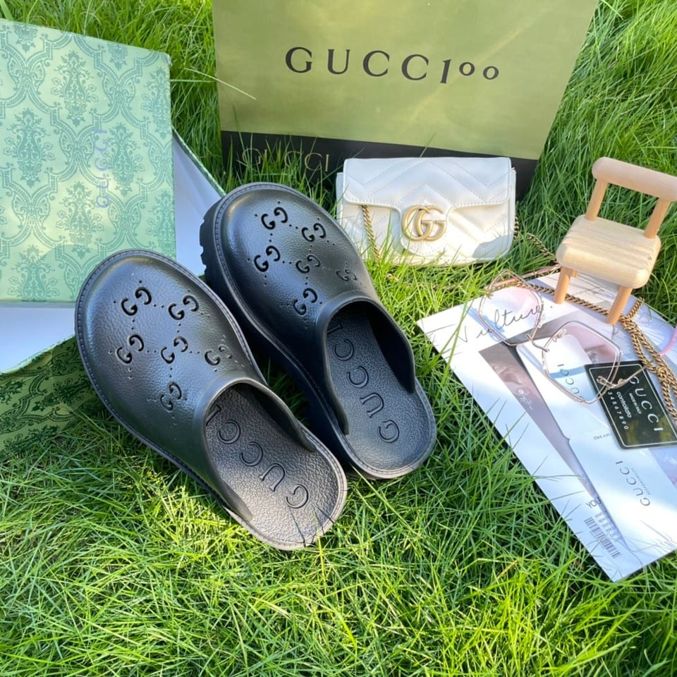 Gucci Men’S Slip On Sandal Black Gg Rubber 655517 Jfb00 1000 view 8