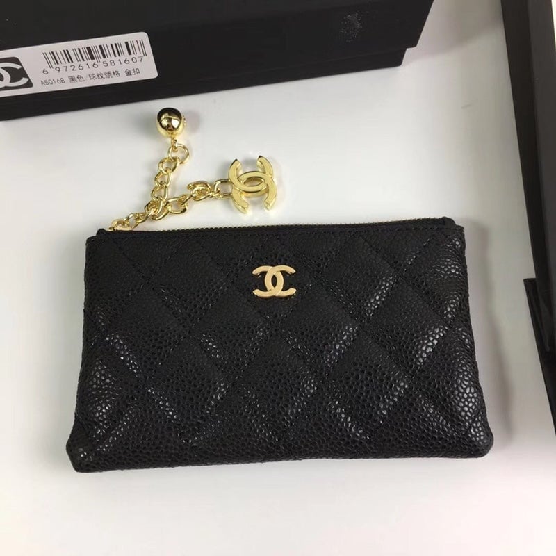 Chanel Classic Small Zipped Pouch 15 Black Calfskin Gold Icon view 2
