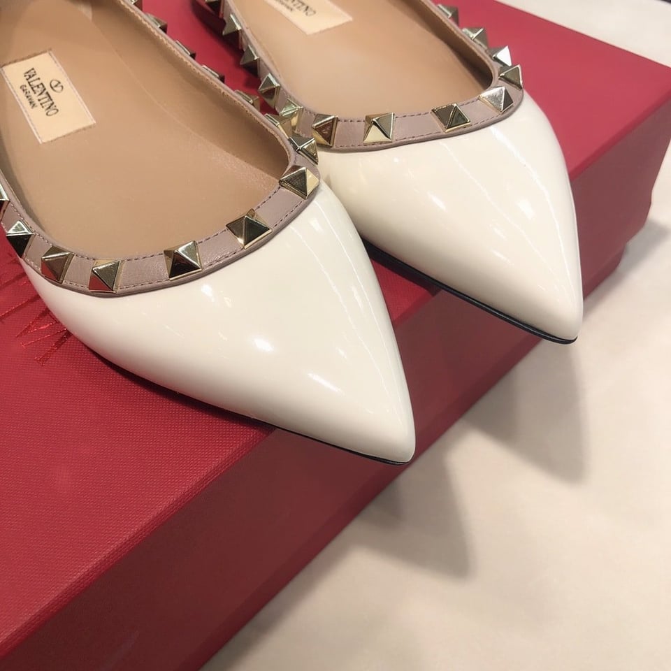 Valentino Patent Rockstud Ballet Flat White view 4