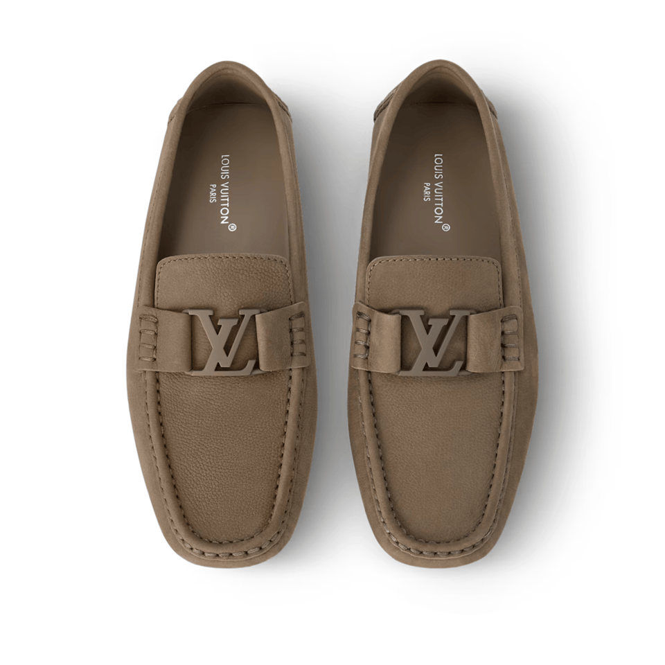 Louis Vuitton Leather Loafers Monte Carlo Mocassin Buckle Gray Brown For Men 1ACVAN view 4