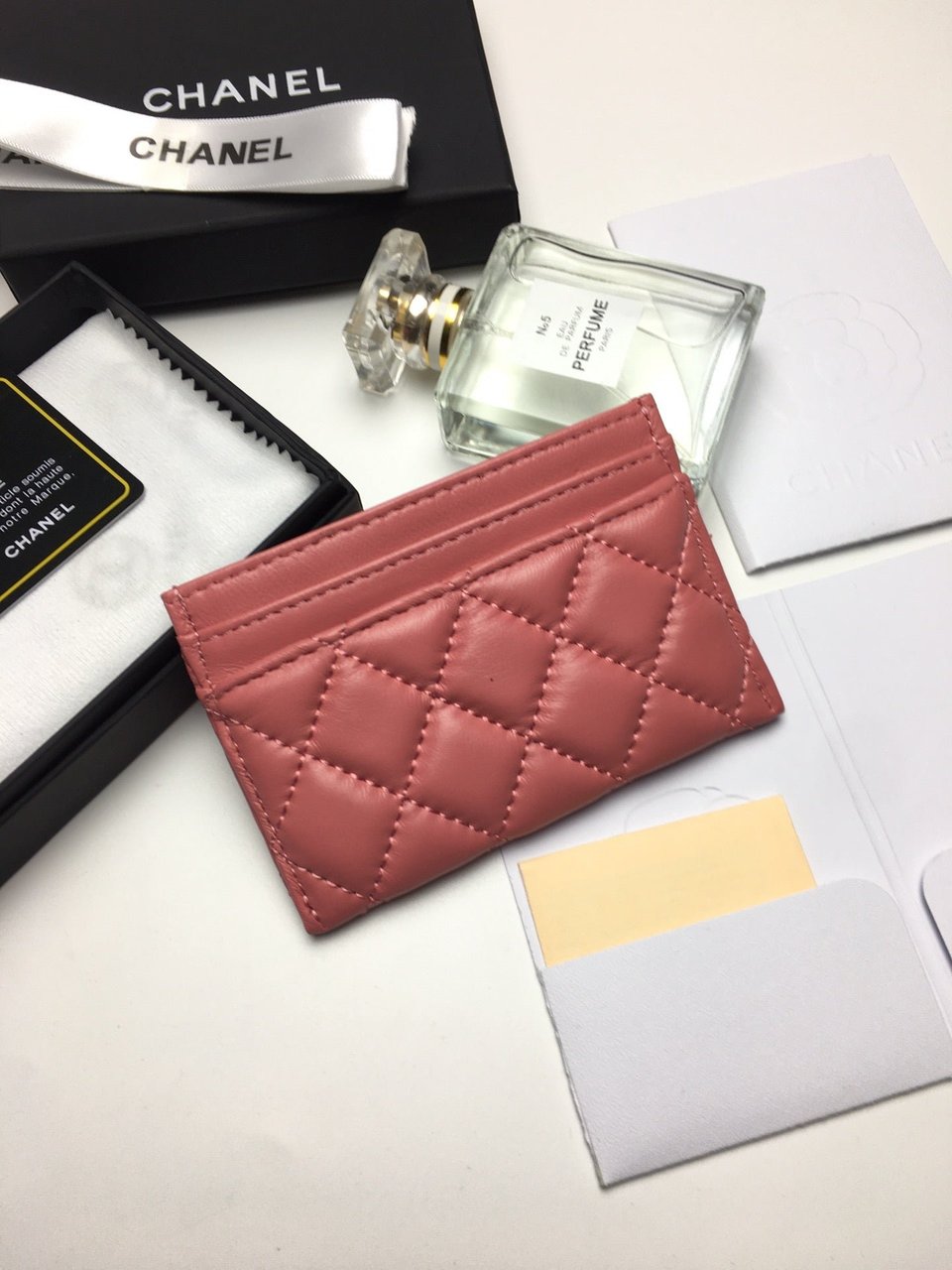 Chanel Boy Card Holder 11.2 Coral Calfskin Gold Icon view 7
