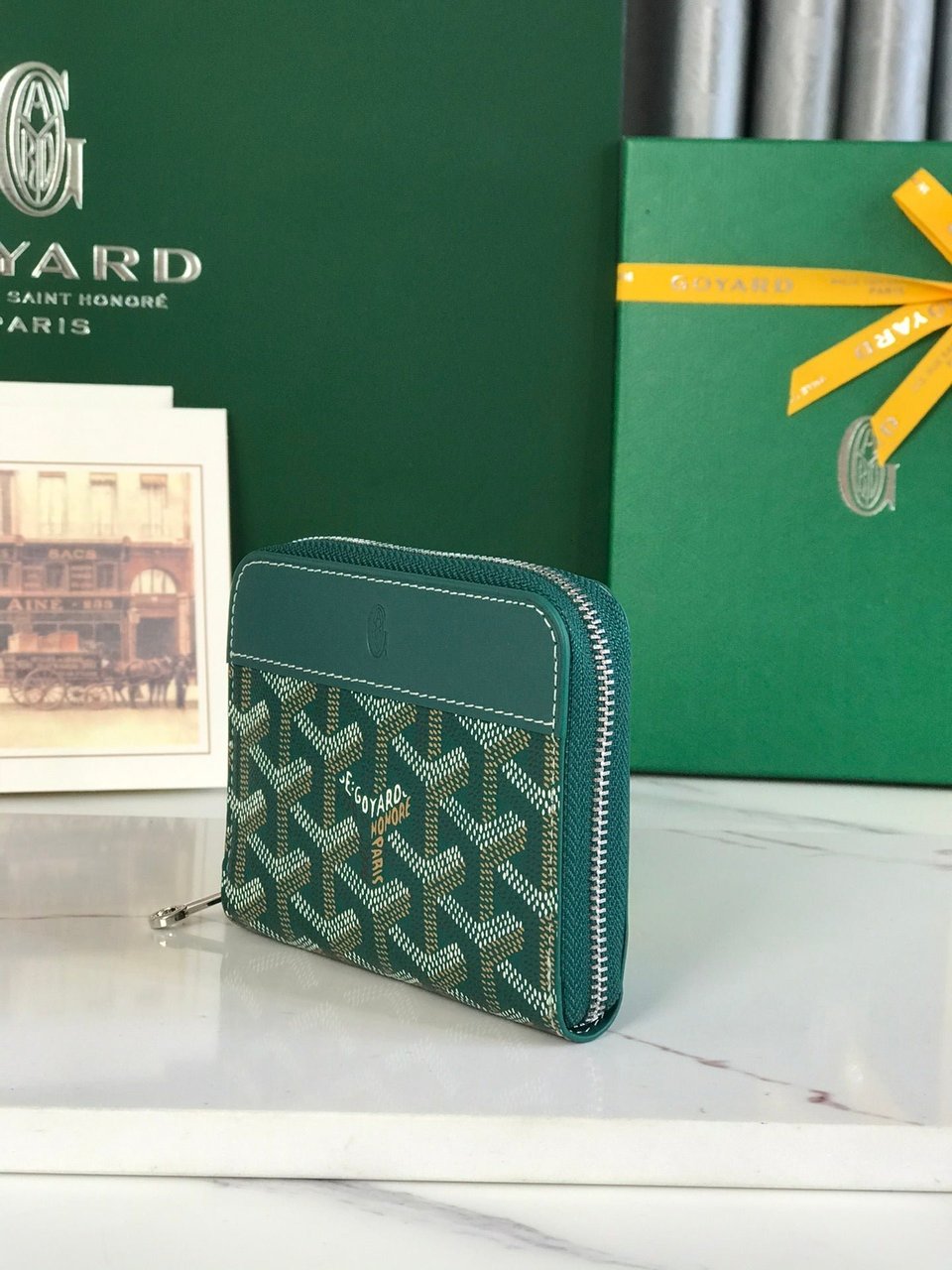 Goyard Matignon Mini Wallet 11 Cm Green Goyardine Canvas And Calfskin view 4