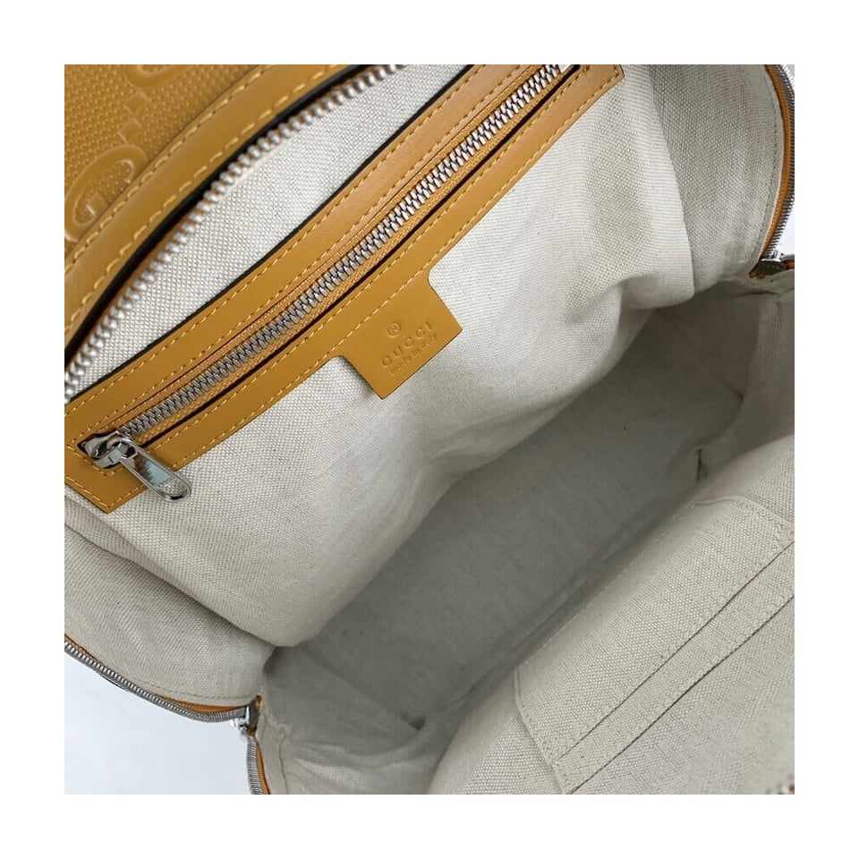 Gucci GG Embossed Backpack in Yellow Leather view 12