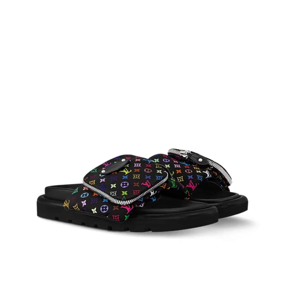Louis Vuitton X Takashi Murakami Pool Pillow Flat Comfort Mule Black 1Agvrf view 2