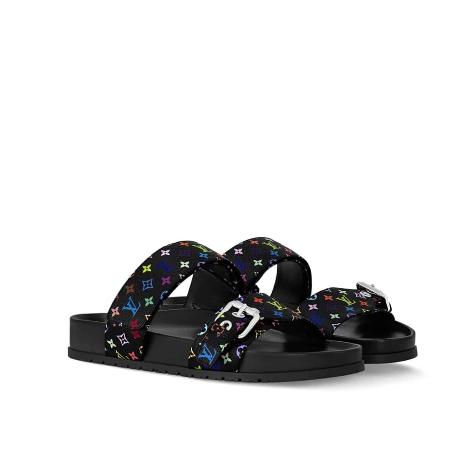 Louis Vuitton X Takashi Murakami Bom Dia Flat Comfort Mule Black 1Agxub view 2