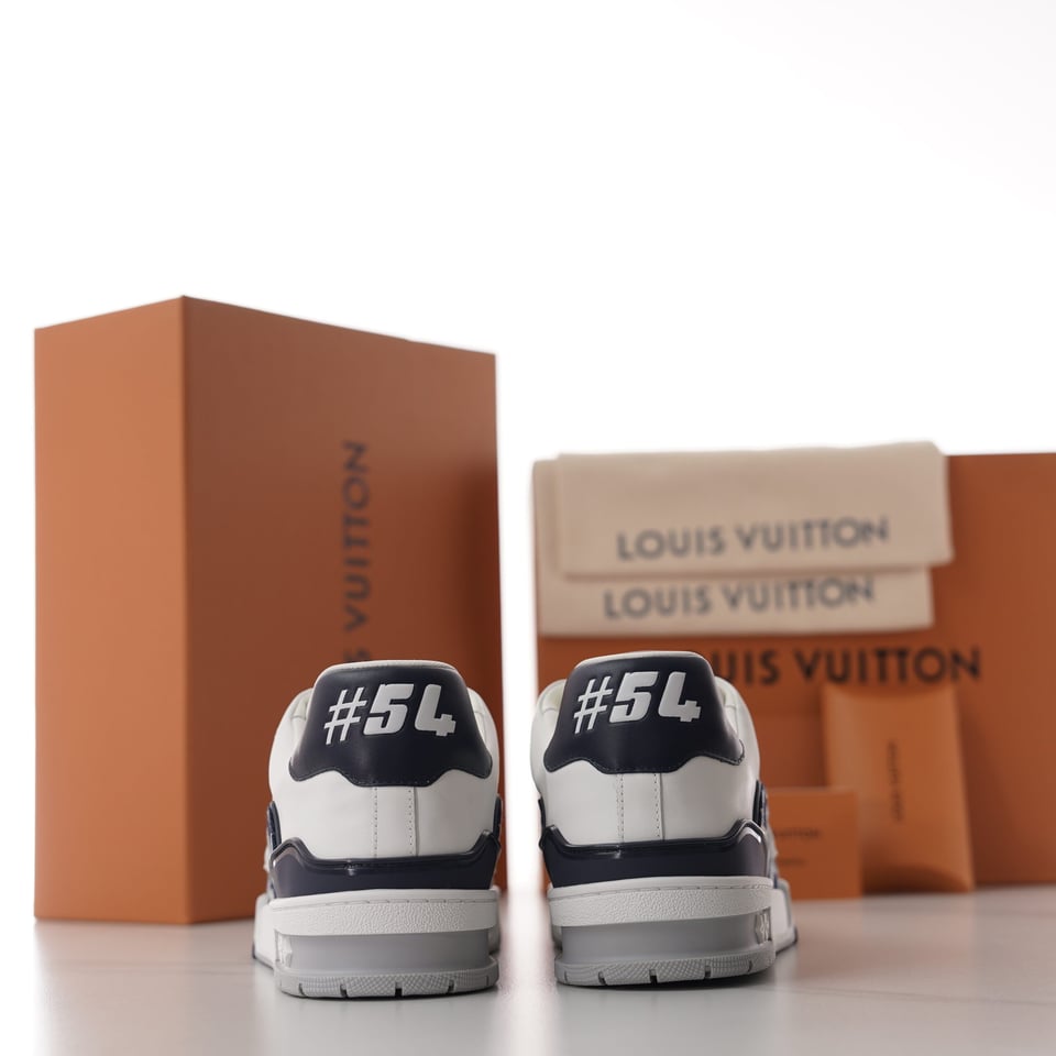 Louis Vuitton LV Trainer Sneaker Damier Denim Blue for Men 1AIKQ9 view 14