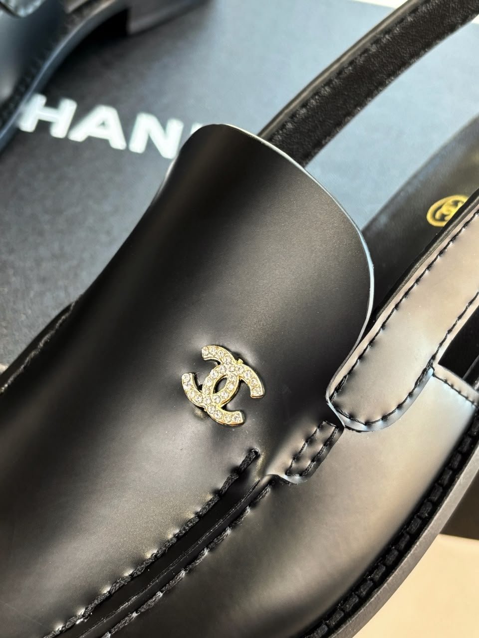 Chanel Calfskin Slingback Mules with CC Logo Black Calfskin G39842 view 8