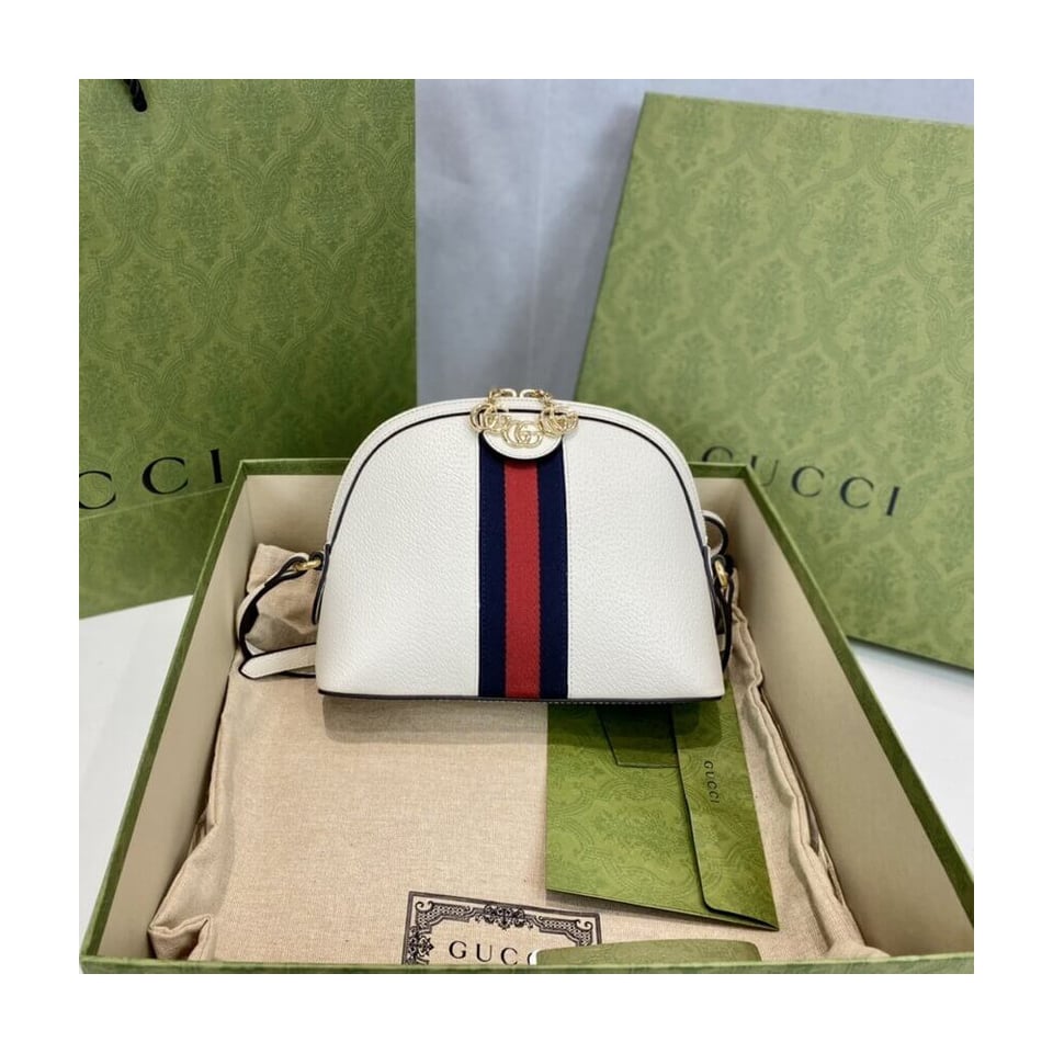 Gucci Ophidia Small Shoulder Bag in White Leather view 9