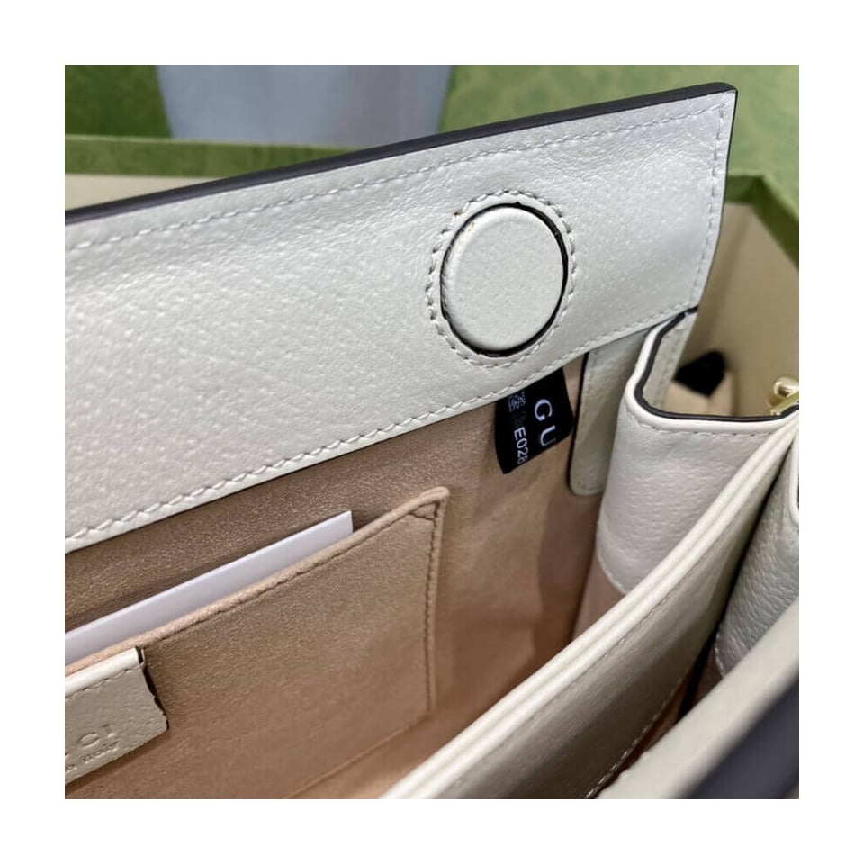 Gucci Ophidia Small Shoulder Bag in White Leather view 13