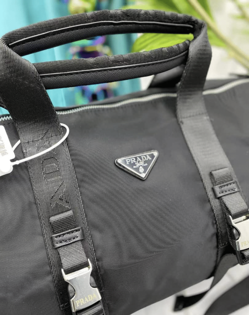 Prada Nylon And Saffiano Leather Duffle Bag view 3