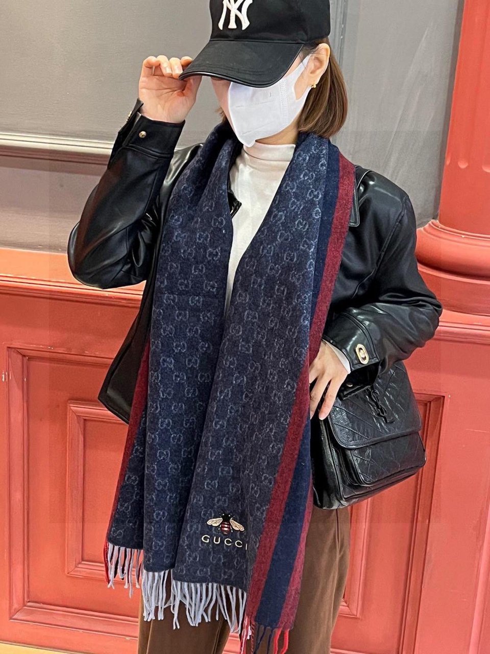 Gucci Cashmere Scarf Stripe Blue Red For Women 190cm view 7